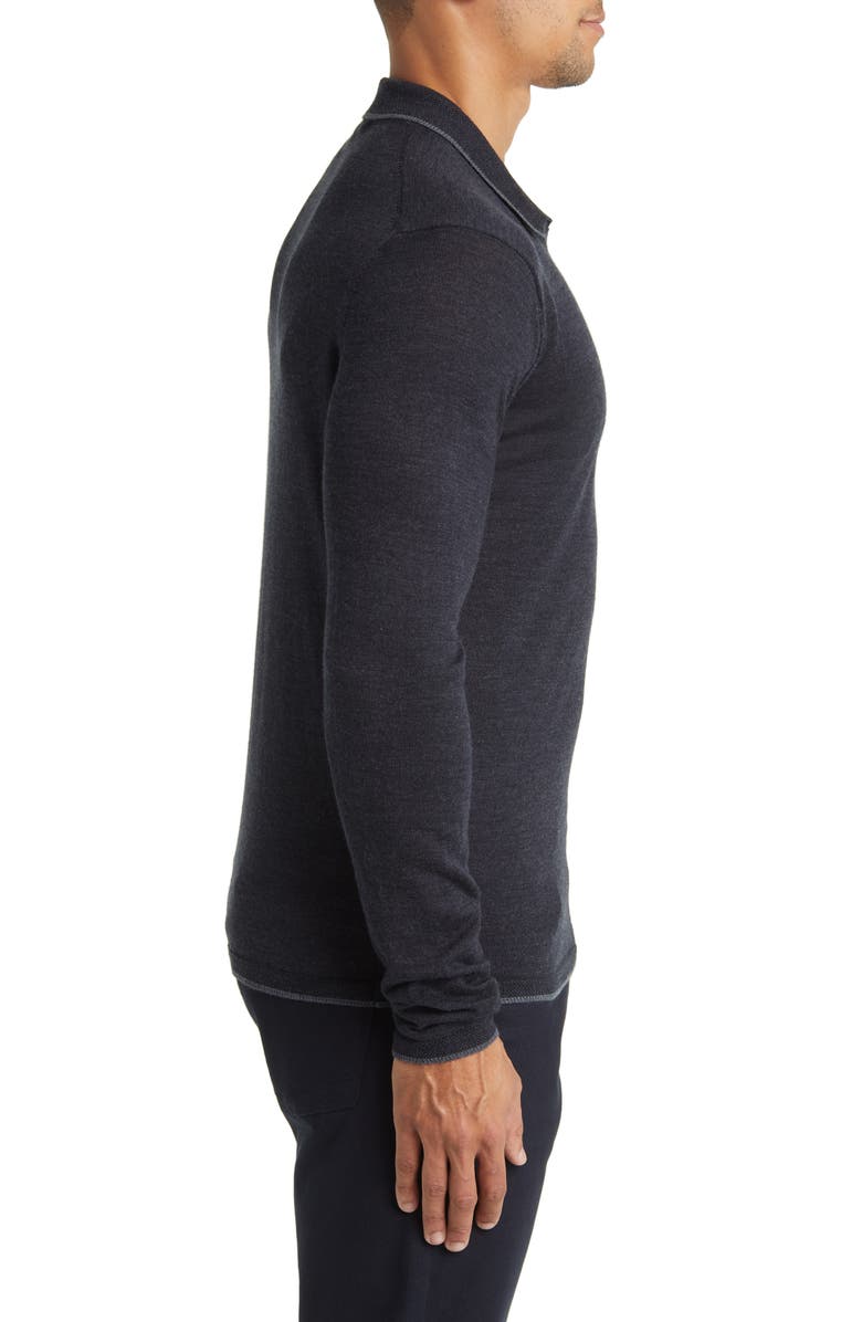 Robert Barakett Hollow Wood Johnny Collar Wool Polo Sweater, Alternate, color,