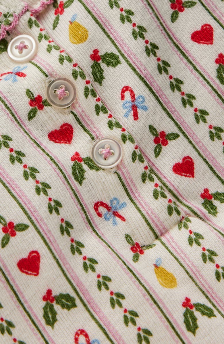 Mini Boden Kids' Print Fitted Two-Piece Cotton Henley Pajamas, Alternate, color, Soft Ivory Nutcracker Stripe