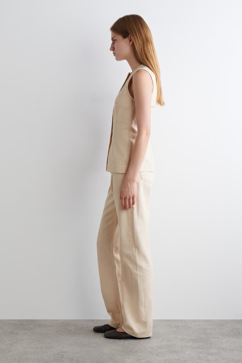 Chord Canvas Straight-Leg Jeans, Alternate, color, CHALK