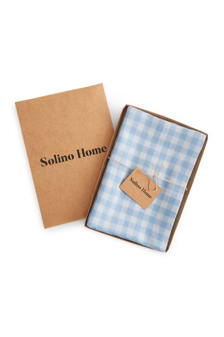 Linen Dinner Napkins Set of 4, 20 x 20" - Gingham Check, Alternate, color, Blue Bell