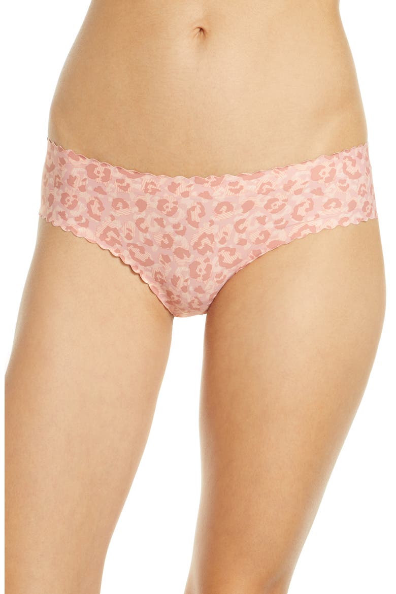 Essential Scallop Cheeky Bikini, Main, color, LEOPARD