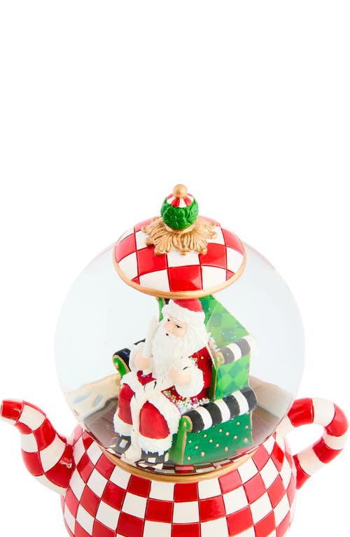 Mackenzie-childs Mackenzie Childs Check It Out Teapot Snow Globe In Red