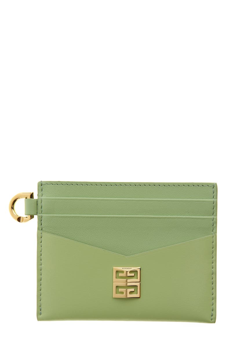 4G Leather Card Case, Main, color, PISTACHIO