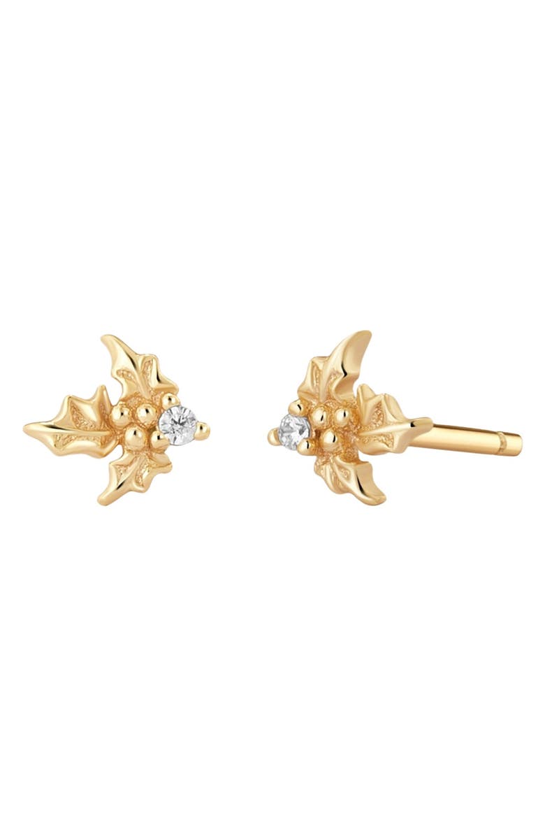 MADE BY MARY CZ Birth Flower Stud Earrings, Main, color, December - Gold Vermeil