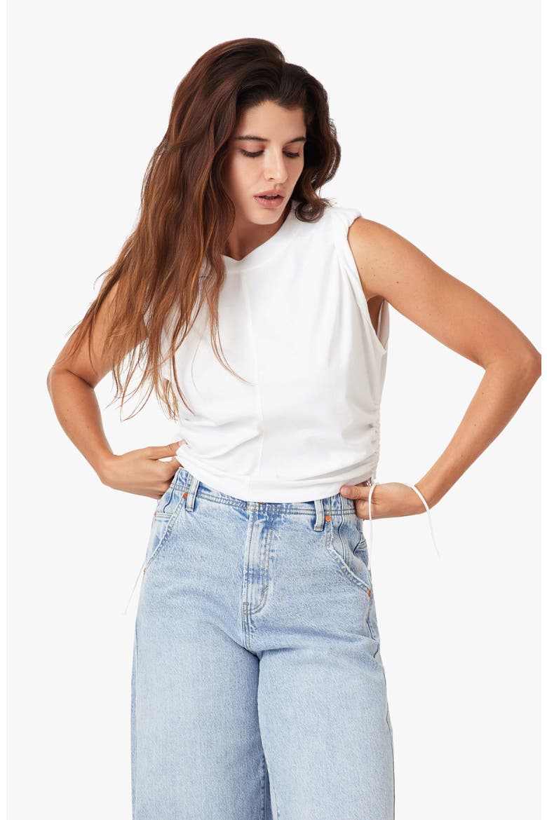The Luna Cinched Cotton Top, Alternate, color, BRIGHT WHITE