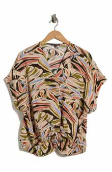 Adrianna Papell Short Sleeve Twisted Hem Top