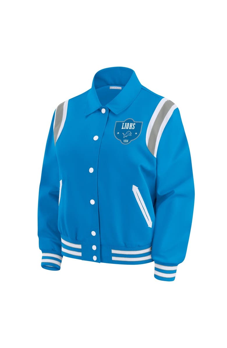 WEAR by Erin Andrews Women's WEAR by Erin Andrews Blue Detroit Lions Varsity Lightweight Full-Snap Jacket, Alternate, color, 