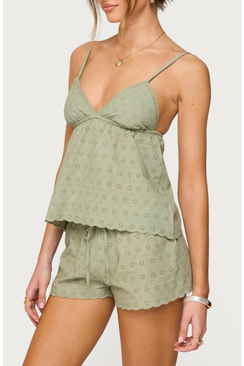 Talula Eyelet Babydoll Camisole, Alternate, color, OLIVE