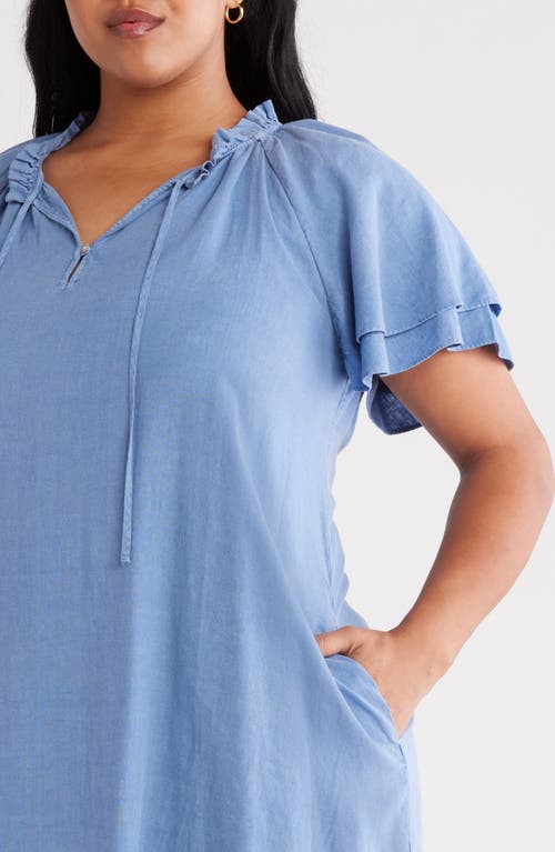Treasure & Bond Flutter Sleeve Linen Blend Shift Dress