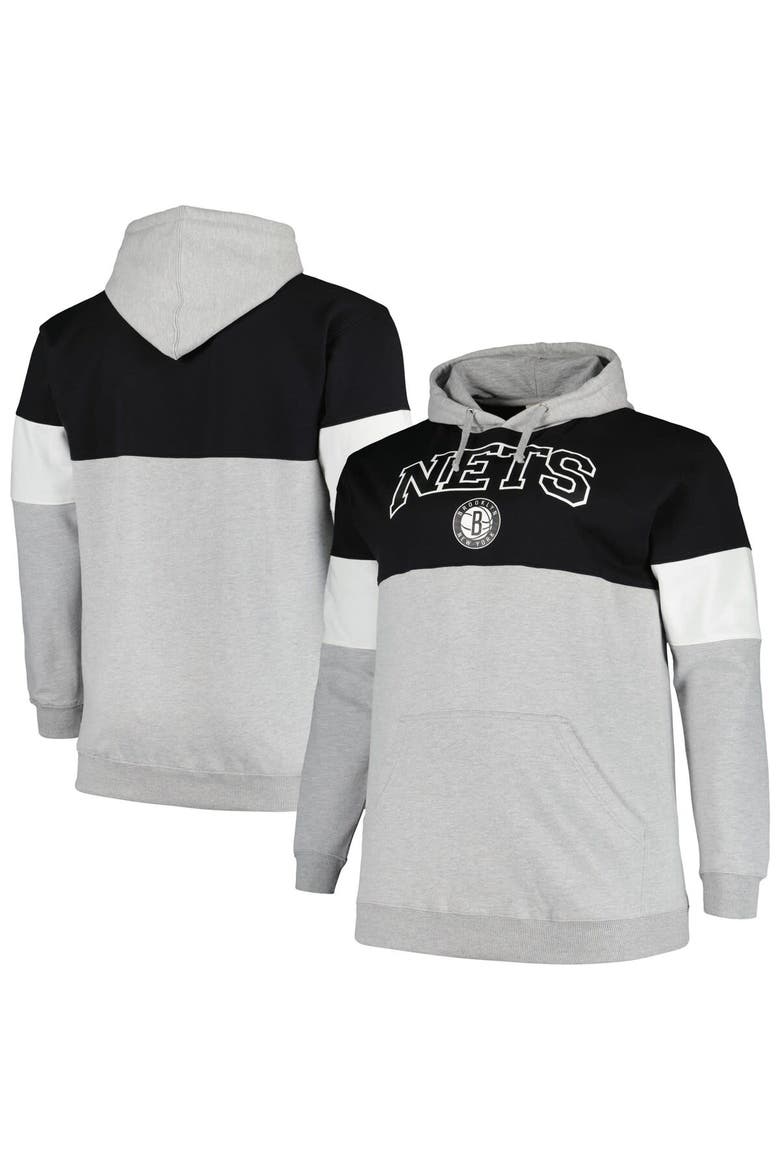 Men's Fanatics Branded Black/White Brooklyn Nets Big & Tall Pullover Hoodie, Main, color, Black