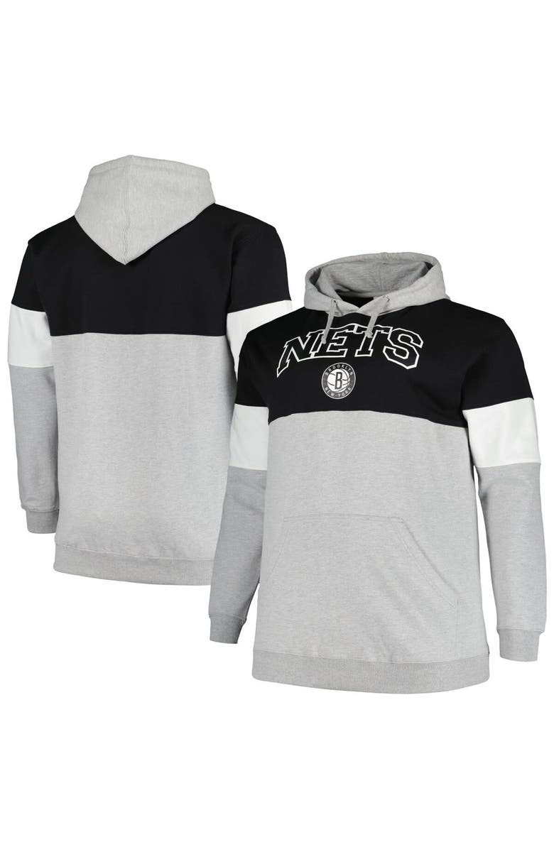 FANATICS Men's Fanatics Branded Black/White Brooklyn Nets Big & Tall Pullover Hoodie, Main, color, Black