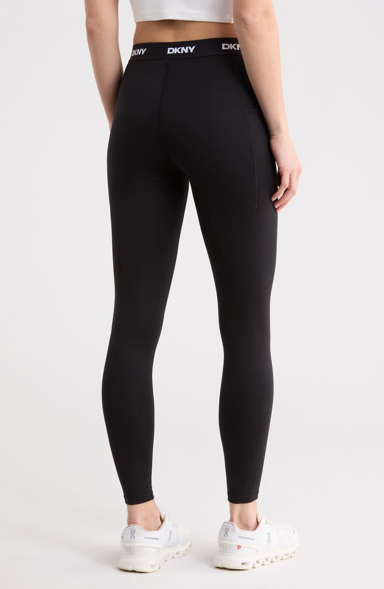 DKNY Logo Elastic Full Length Tights, Alternate, color, Black
