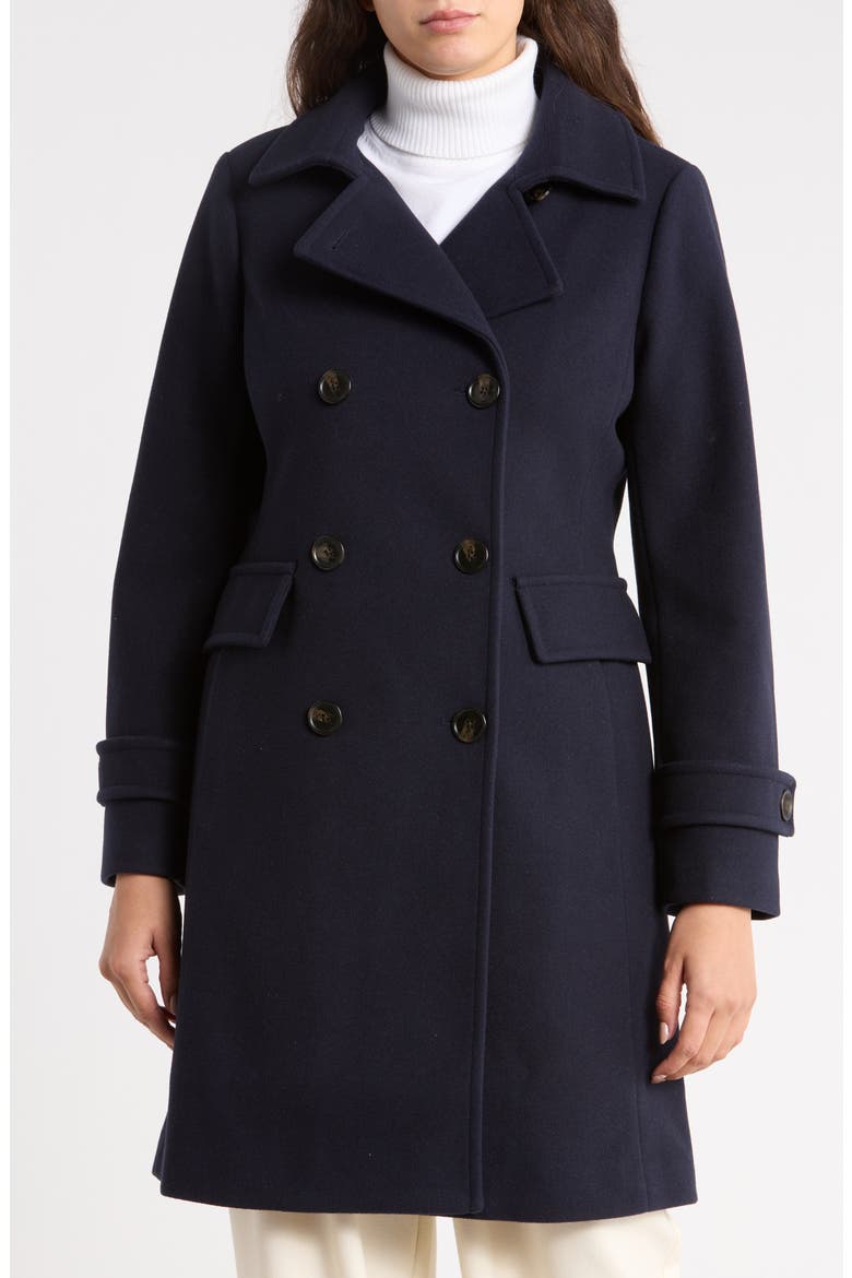 Double Breasted A-Line Walker Coat, Main, color, MIDNIGHT