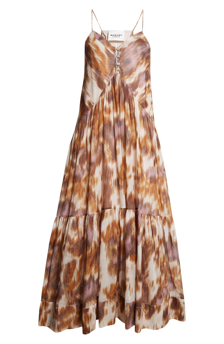 Isabel Marant Étoile Sabba Tiered Cotton Maxi Dress, Alternate, color, Ecru/ Ochre
