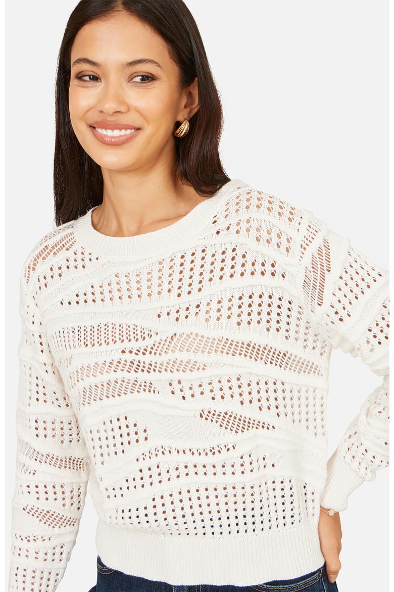 Wave Pointelle Knitted Jumper, Alternate, color, White