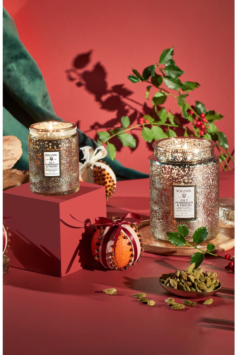 Gilt Pomander & Hinoki Large Glass Jar Candle (Limited Edition), Alternate, color, GILT POM/HINOKI