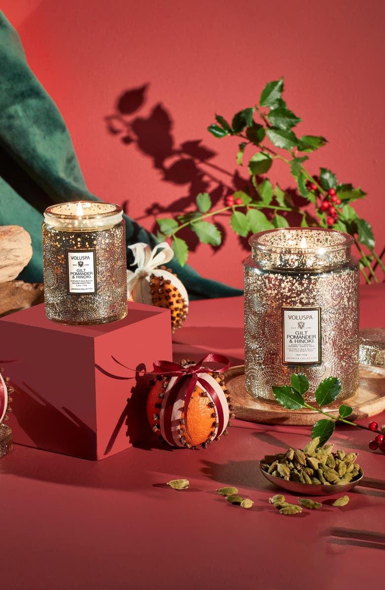 Voluspa Gilt Pomander & Hinoki Large Glass Jar Candle, Alternate, color, Gilt Pom/Hinoki