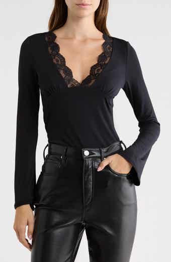Lace Trim Bell Sleeve Top