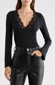 Madden Girl Lace Trim Bell Sleeve Top