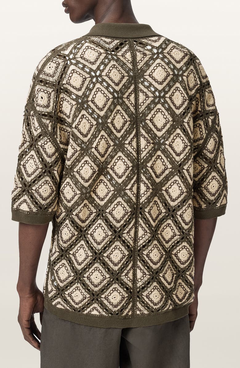 AllSaints Morena Knit Short Sleeve Cardigan, Alternate, color, Pitch Green