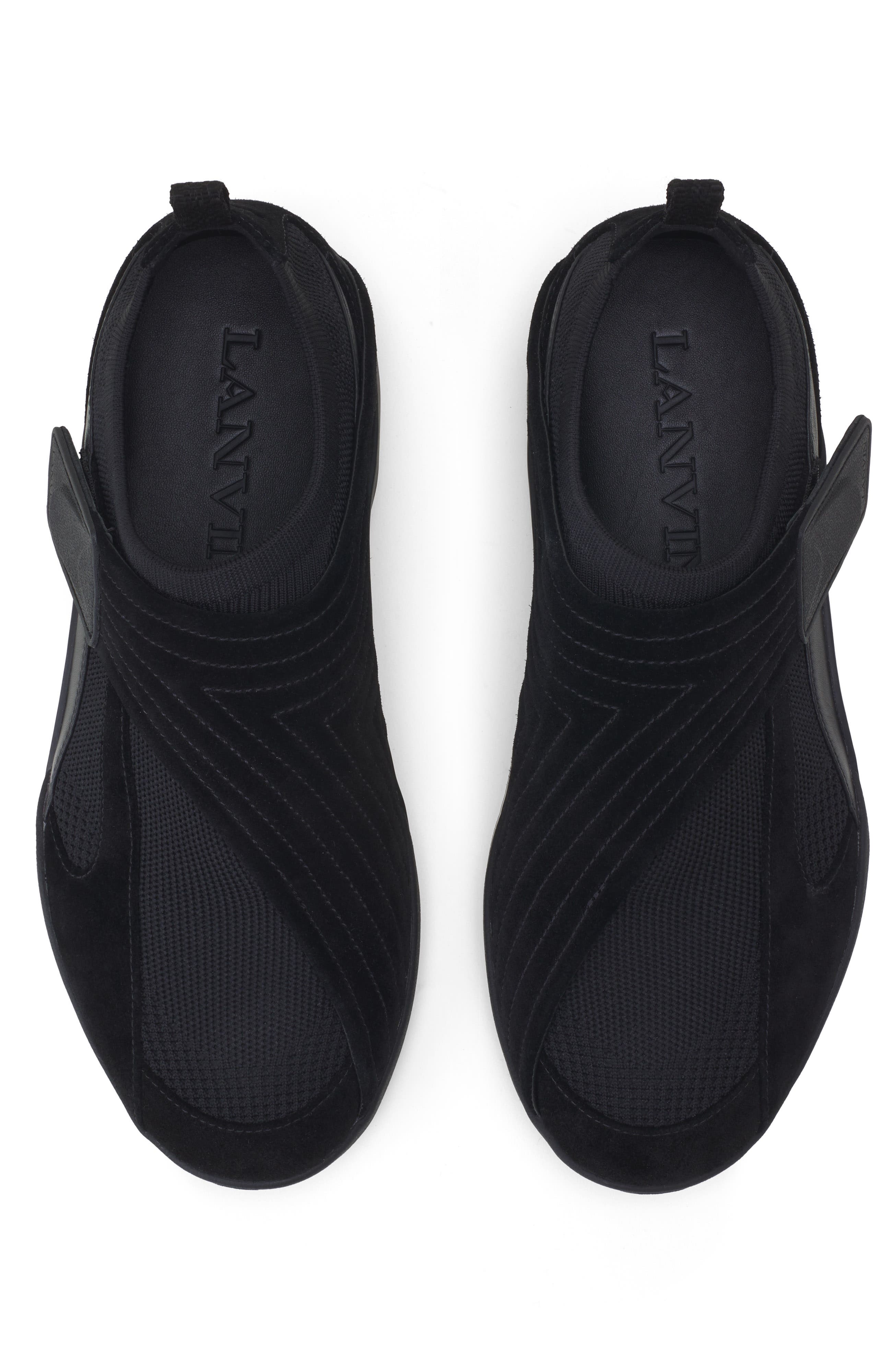 Lanvin Lnv1 Knit And Suede Sneakers, Alternate, color, Black/Black