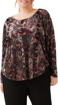 Karen Kane Velvet Burnout Shirttail Top