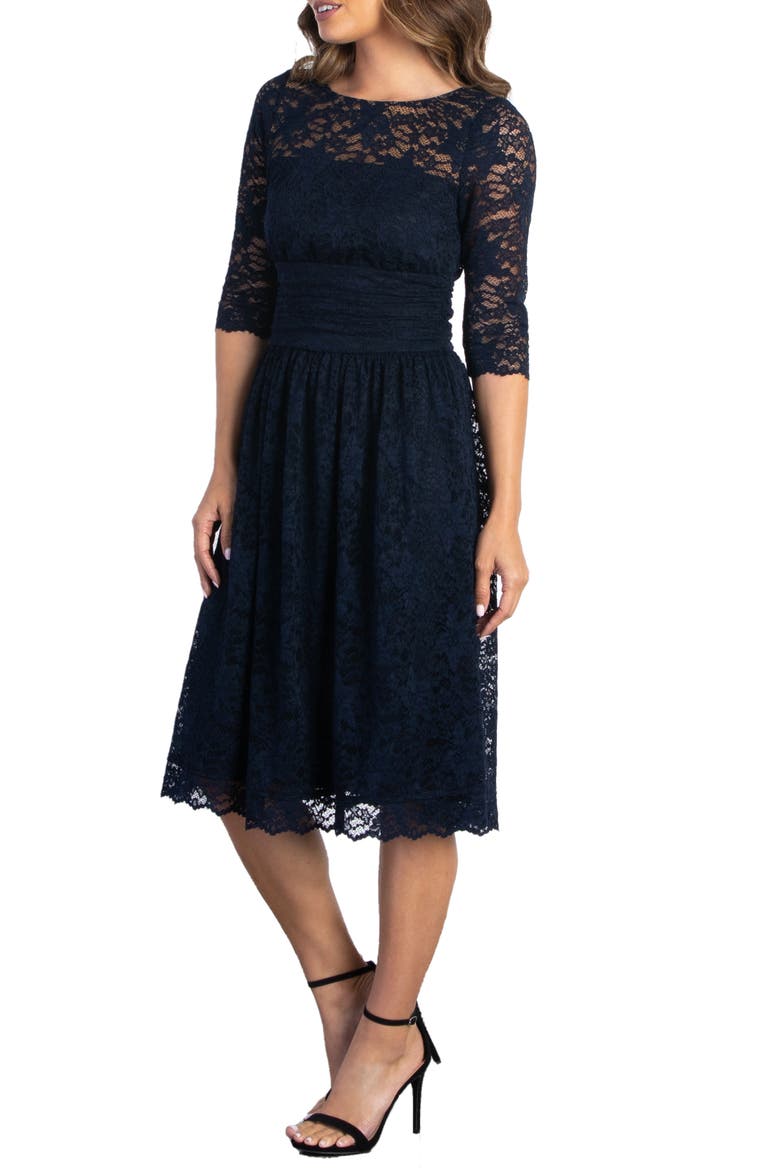 Luna Lace Cocktail Dress, Alternate, color, INDIGO BLUE