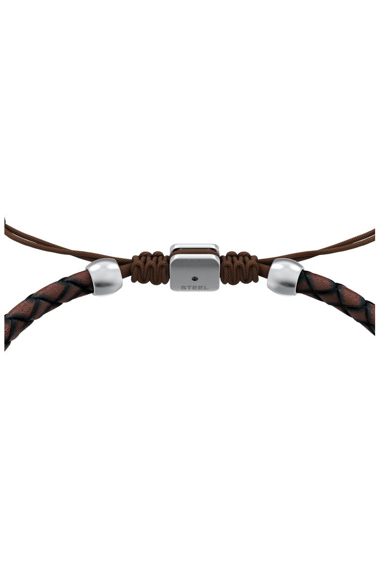 Machine Leather Bracelet, Alternate, color, BROWN/ SILVER