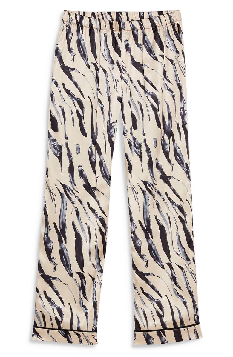 Topshop Tiger Print Pajama Pants, Alternate, color, 