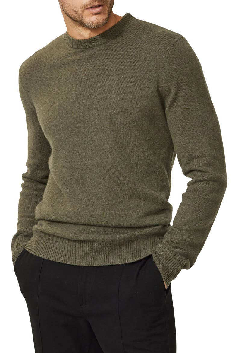 Cashmere Crewneck Sweater, Alternate, color, MILITARY GREEN