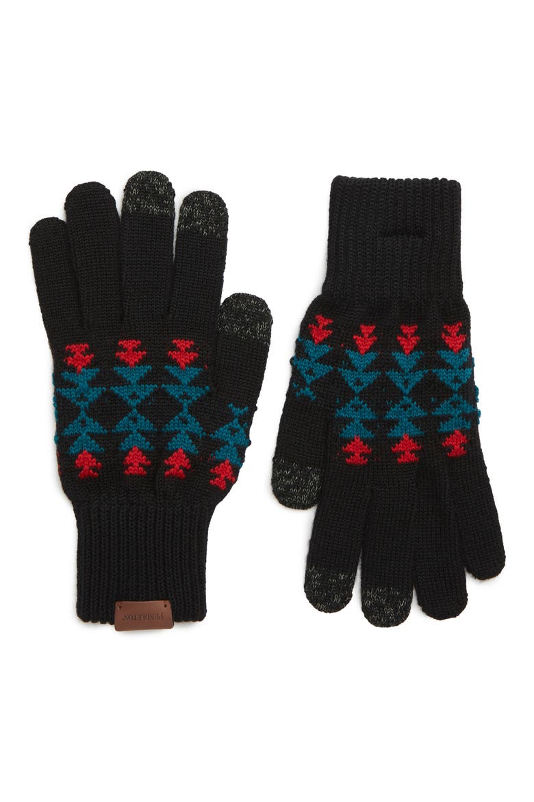 Jacquard Texting Gloves, Main, color, BLACK
