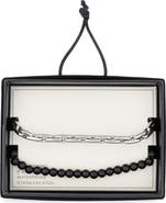 NORDSTROM RACK Men's Bead & Stainless Steel Bracelet Set