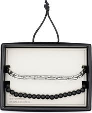 NORDSTROM RACK Men's Bead & Stainless Steel Bracelet Set