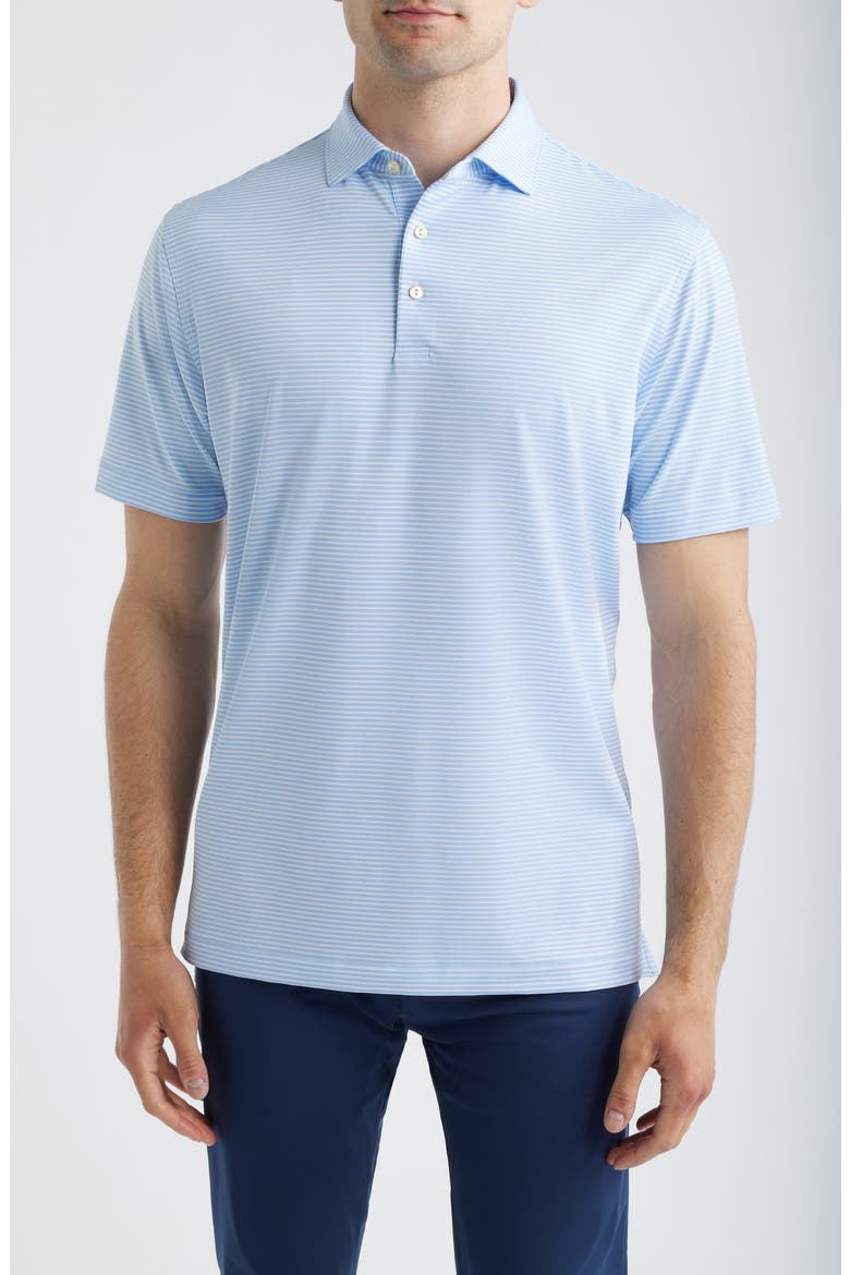 Bolt Performance Jersey Polo, Main, color, WHITE BLUE STRIPE