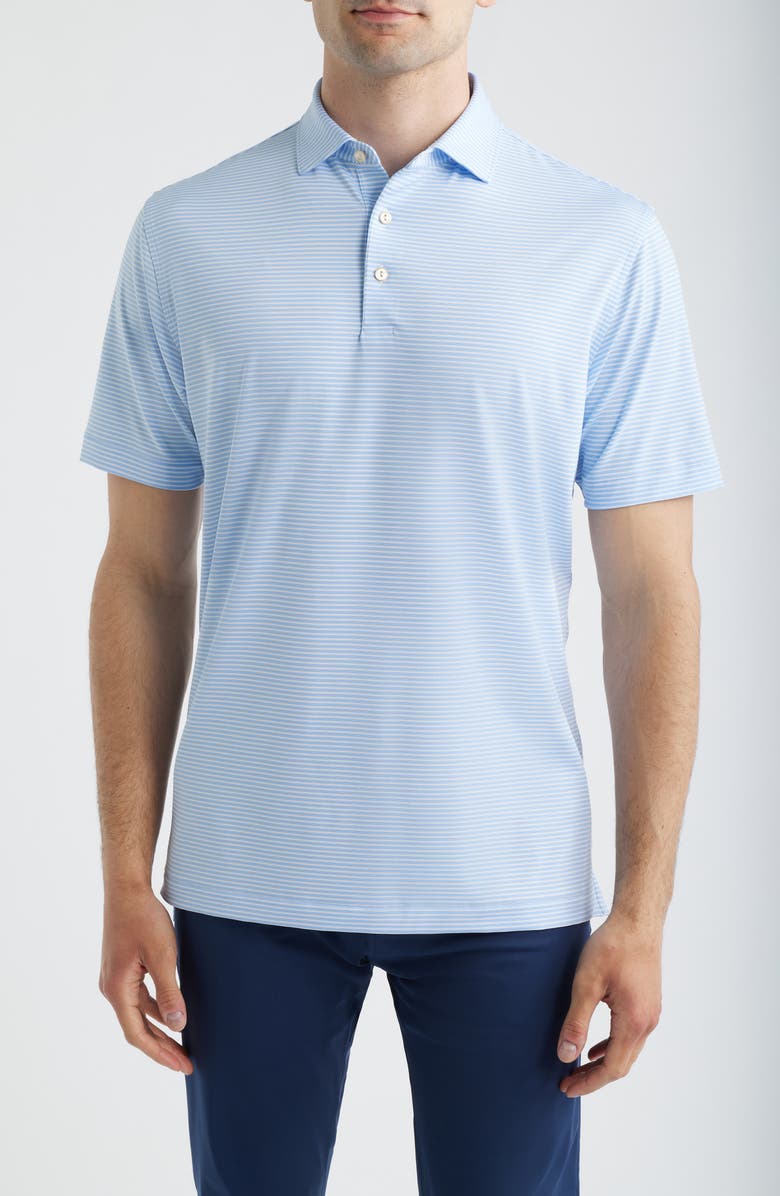 Peter Millar Bolt Performance Jersey Polo, Main, color, White Blue Stripe
