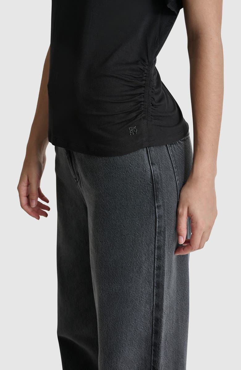DKNY Mock Neck Ruched Jersey Top, Alternate, color,