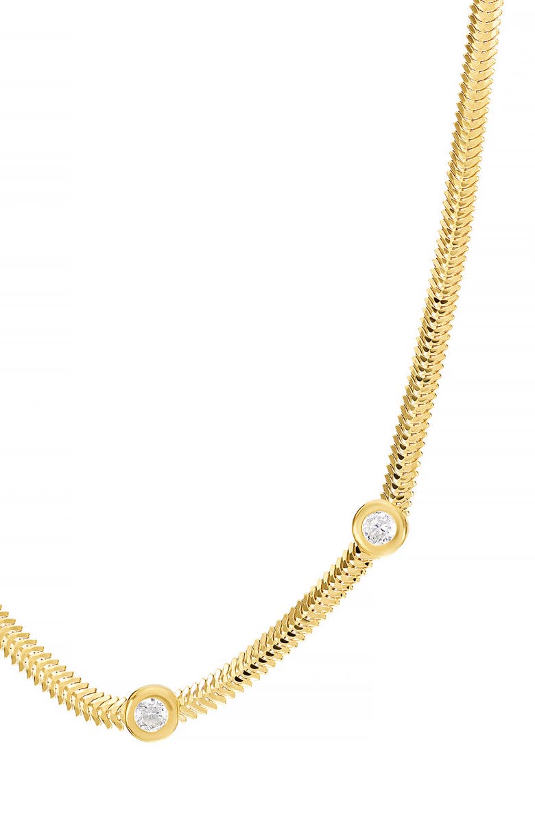 ATHRA LUXE Station Herringbone Chain Necklace, Alternate, color, Gold
