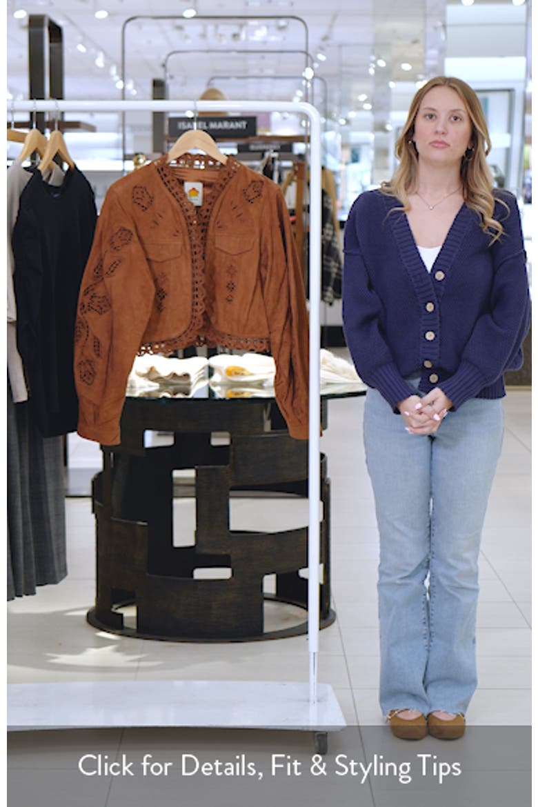 Richilieu Embroidered Genuine Leather Crop Jacket video