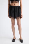 Simone Rocha Lace Trim Crêpe de Chine Negligee Shorts