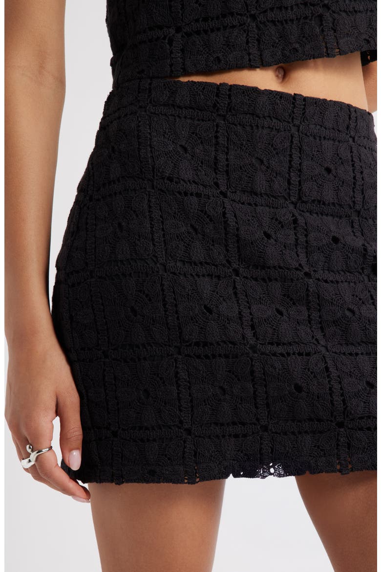 Textured Knit Miniskirt, Alternate, color, BLACK