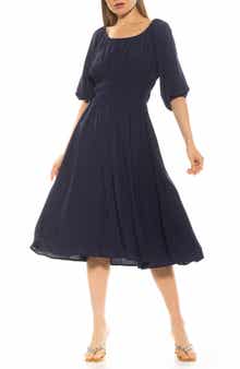Alexia Admor Emily Balloon Sleeve Fit & Flare Midi Dress