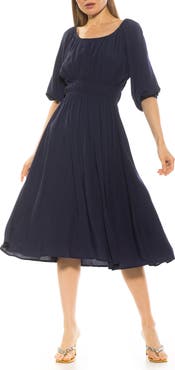 Alexia Admor Emily Balloon Sleeve Fit & Flare Midi Dress