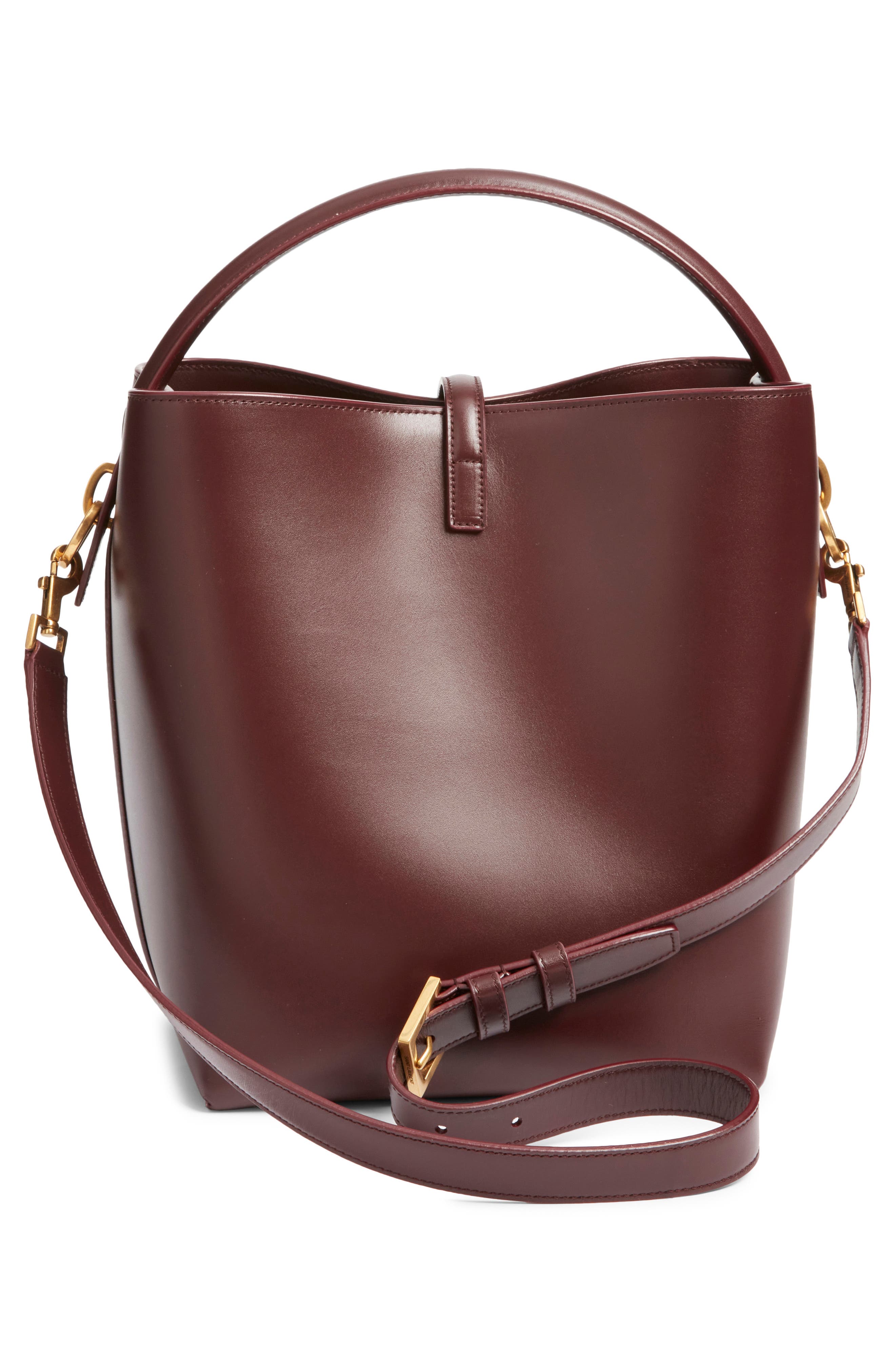 Saint Laurent Le 37 Leather Bucket Bag, Alternate, color, Rouge Cabernet