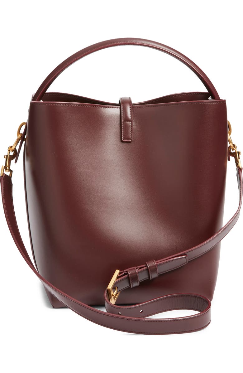 Saint Laurent Le 37 Leather Bucket Bag, Alternate, color, Rouge Cabernet