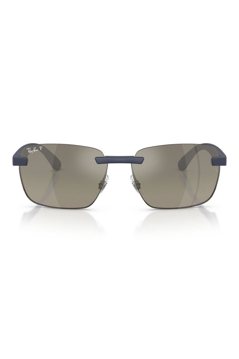 62mm Polarized Irregular Sunglasses, Main, color, SAND DARK BLUE / GREY