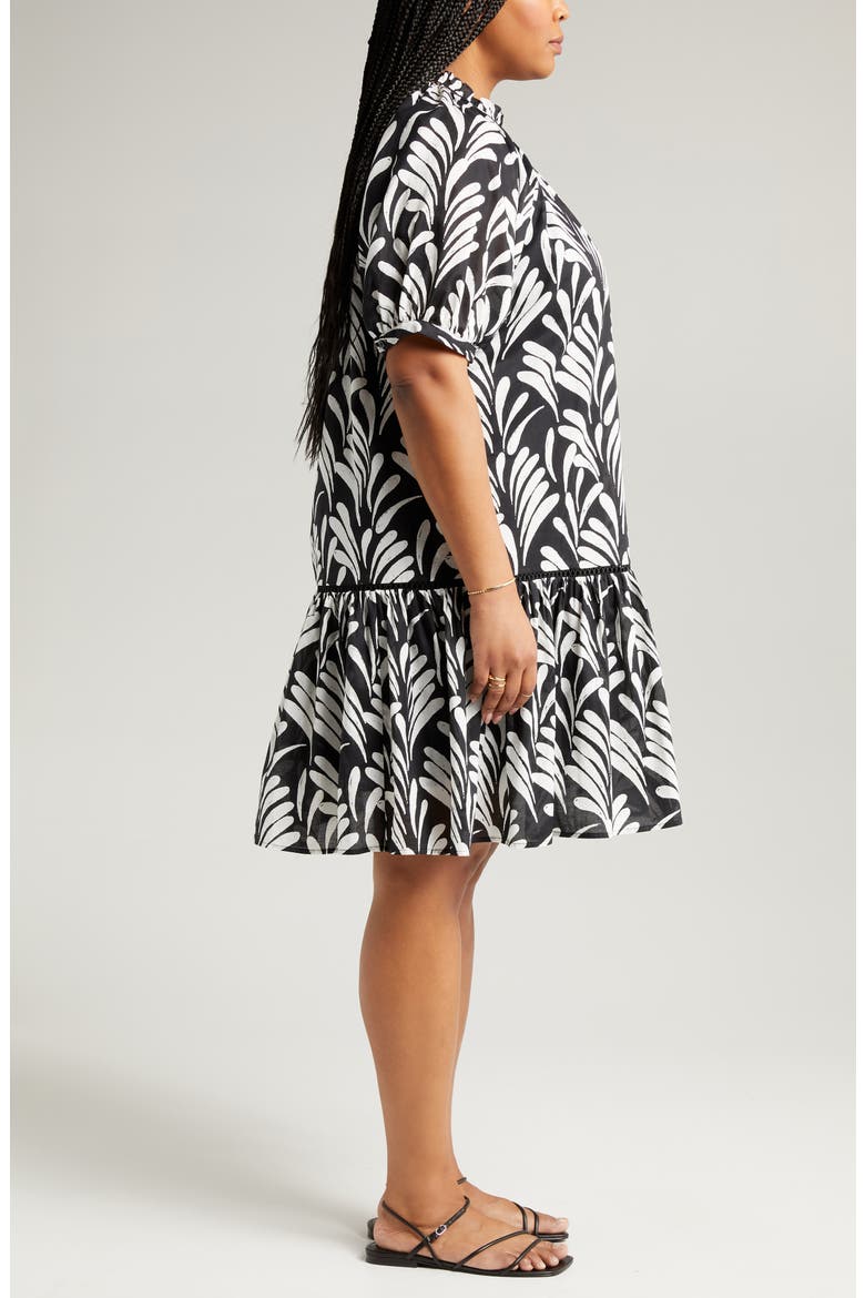 Print Puff Sleeve Dress, Alternate, color, BLACK PRINT