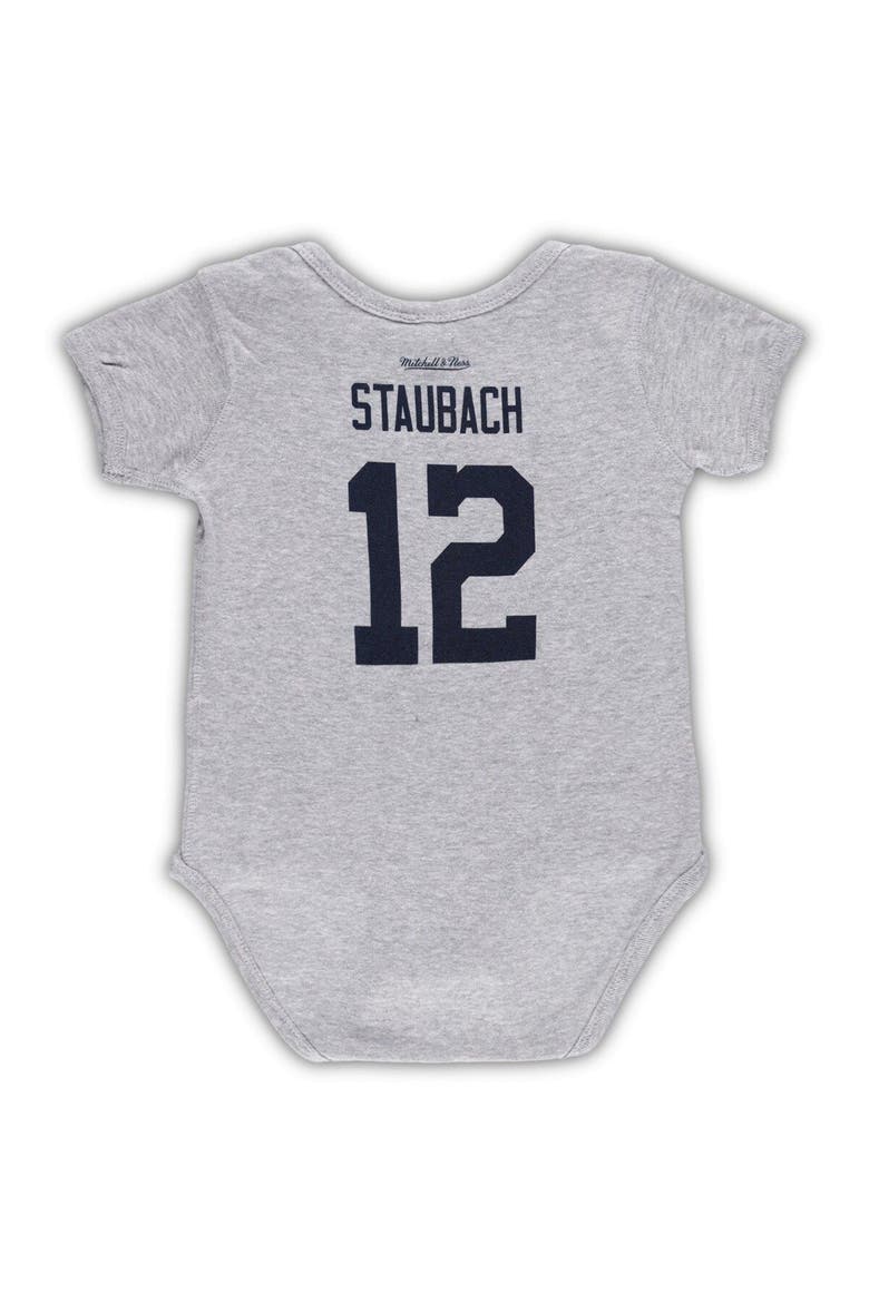 Infant Mitchell & Ness Roger Staubach Heathered Gray Dallas Cowboys Mainliner Retired Player Name & Number Bodysuit, Alternate, color, Heather Gray