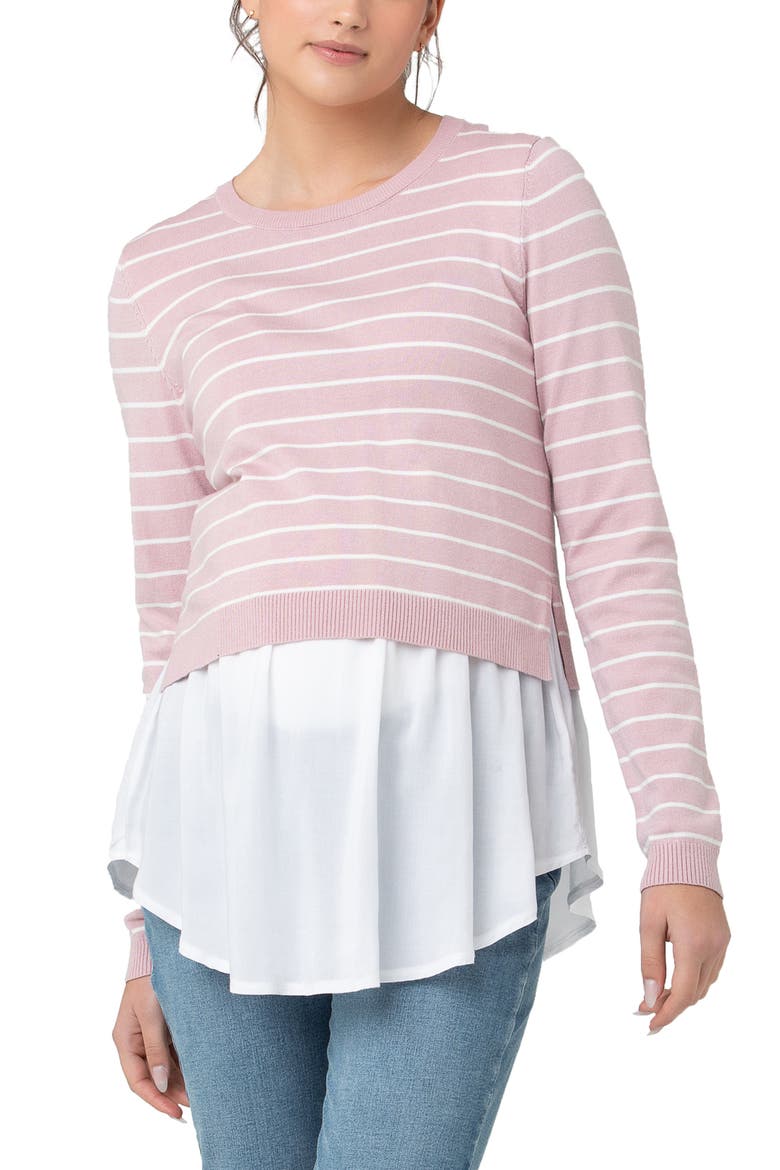 Sia Nursing Knit Dusty Pink / White, Main, color, Dusty Pink / White
