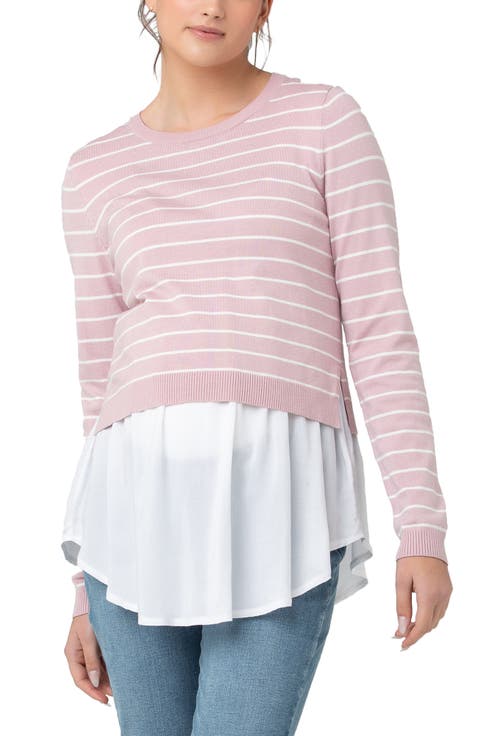 Sia Nursing Knit Dusty Pink / White