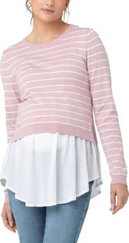 Ripe Maternity Sia Nursing Knit Dusty Pink / White